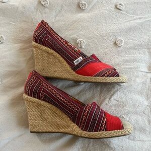 Toms patchwork espadrille slides, gently worn size W 7.5